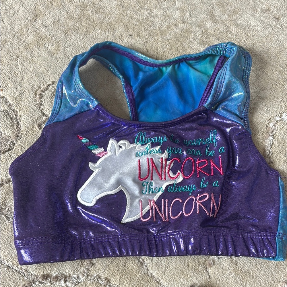 Purple Unicorn Graphic Sports Bra